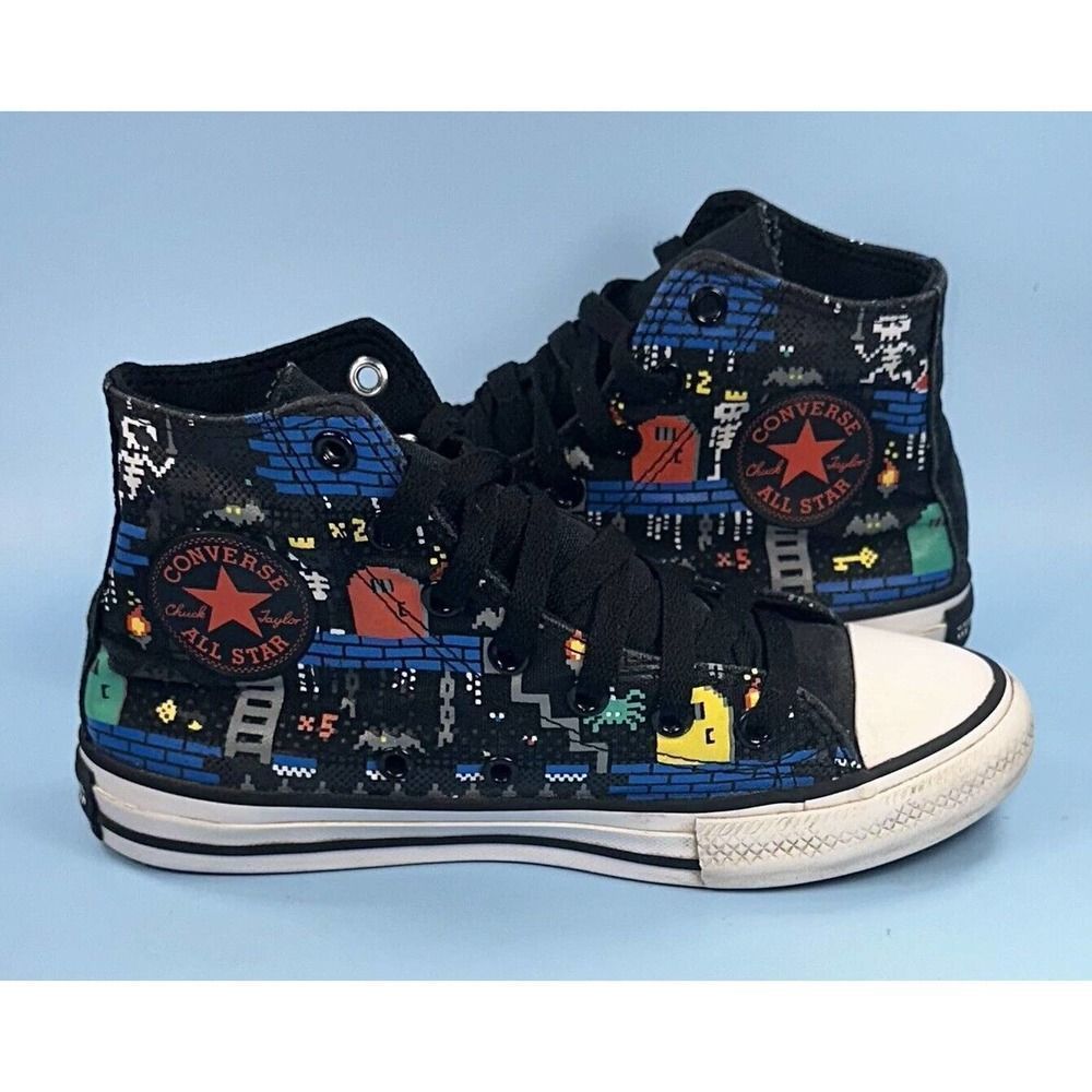 Converse All Star Gamer High Top Junior Player 1-2 Black Red 670212F Kids Size 2